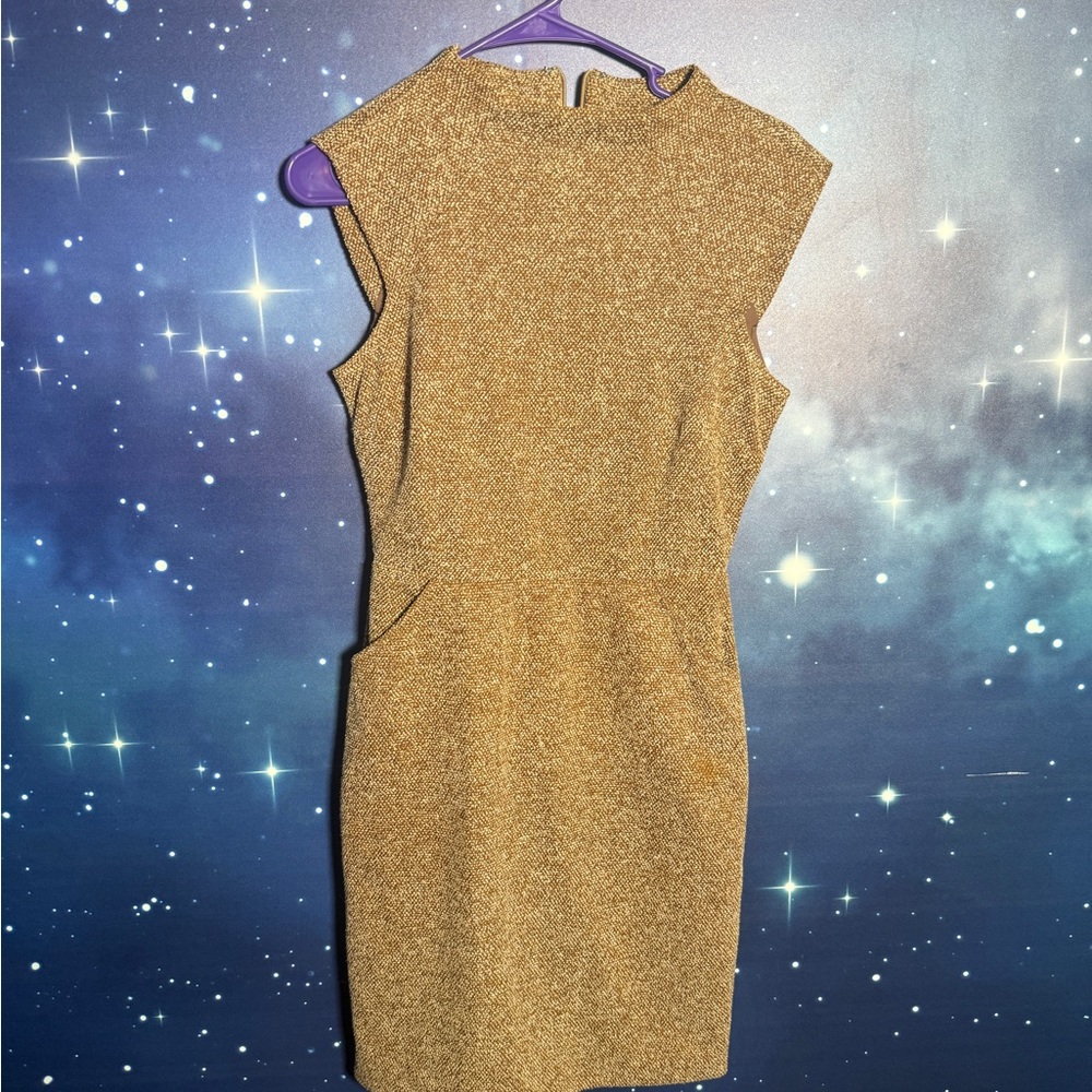 Zara Brown tweed Sleeveless Shift Dress